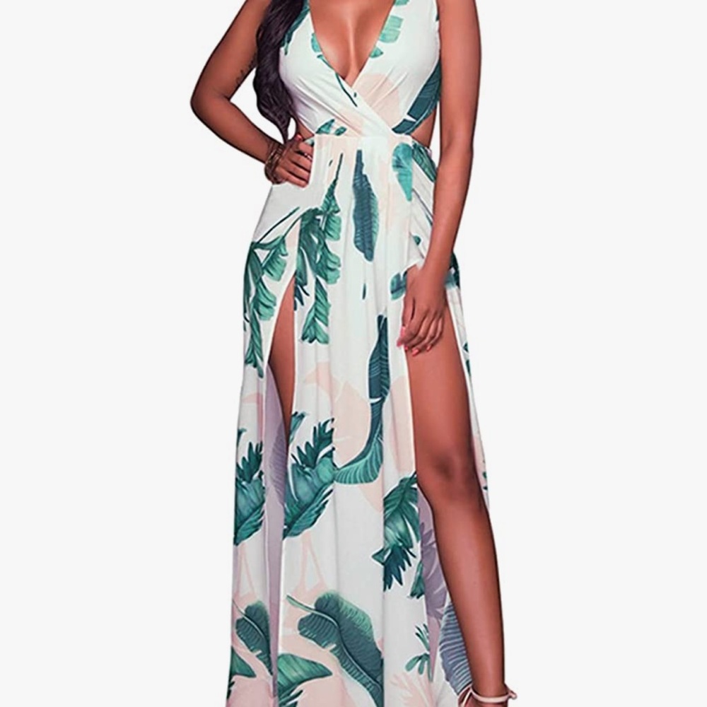 Tropical cutout dress